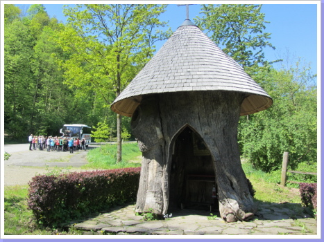 Brotzeit am Bus bei der Burg Klam... Reste einer 1000-jährigen Eiche als Kapelle Brotzeit am Bus bei der Burg Klam... Reste einer 1000-jährigen Eiche als Kapelle